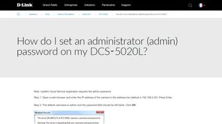 
                            3. How do I set an administrator (admin) password on my DCS-5020L ...