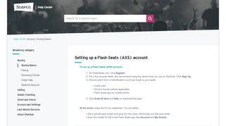 
                            8. How do I set up a Flash Seats (AXS) account? - StubHub - Service