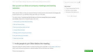 
                            4. How do I set up and run Slido at my company meetings and training ...