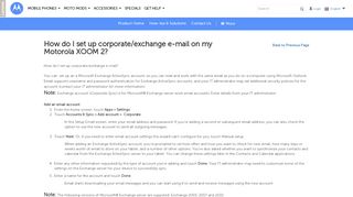 
                            6. How do I set up corporate/exchange e-mail on my Motorola XOOM 2 ...