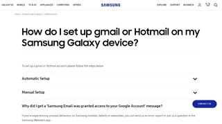 
                            12. How do I set up gmail or Hotmail on my Samsung Galaxy ...