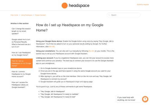 
                            13. How do I set up Headspace on my Google Home? – Help Center