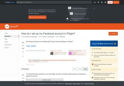 
                            3. How do I set up my Facebook account in Pidgin? - Ask Ubuntu