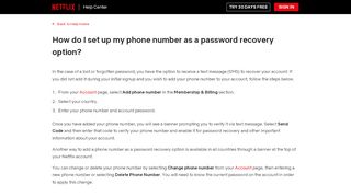 
                            5. How do I set up my phone number as a password ... - Netflix Help Center