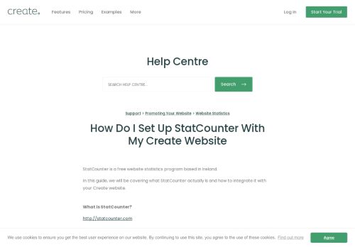 
                            9. How do I set up StatCounter with my Create Website | Create.net