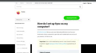
                            1. How do I set up Sync on my computer? | Firefox Help - ...