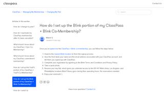 
                            11. How do I set up the Blink portion of my ClassPass + Blink Co ...