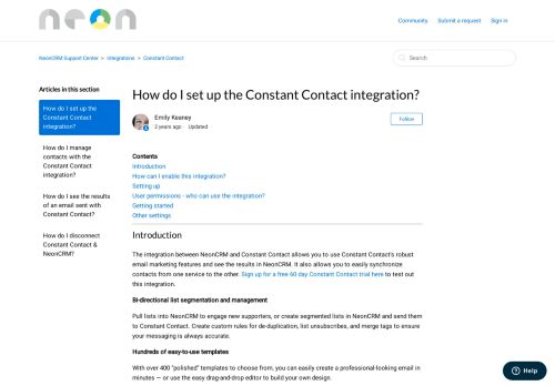 
                            8. How do I set up the Constant Contact integration? – ...