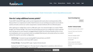 
                            11. How do I setup additional access points - Fusion WiFi - Social WiFi