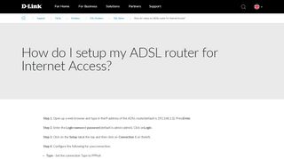 
                            4. How do I setup my ADSL router for Internet Access? | D-Link UK