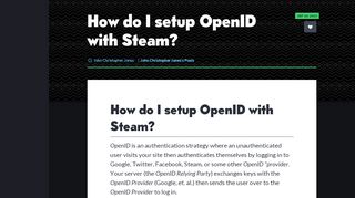 
                            4. How do I setup OpenID with Steam? by John Christopher Jones on ...