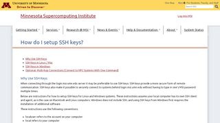 
                            1. How do I setup SSH keys? | Minnesota Supercomputing Institute