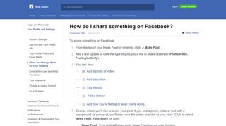 
                            9. How do I share something on Facebook? | Facebook Help Center ...