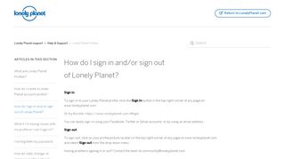 
                            3. How do I sign in and/or sign out of Lonely Planet? – Lonely Planet ...