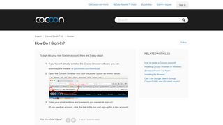 
                            2. How do I sign-in? - Support - Cocoon