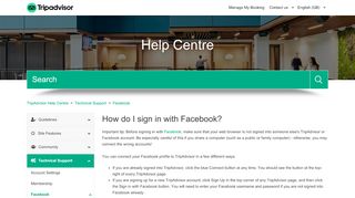 
                            12. How do I sign in with Facebook? – TripAdvisor Help Centre
