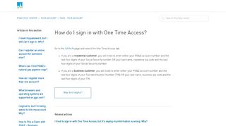
                            8. How do I sign in with One Time Access? – PG&E Help Center