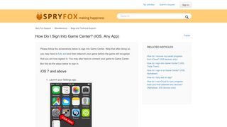 
                            3. How do I sign into Game Center? (iOS, any app) – Spry Fox Support