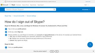 
                            10. How do I sign out of Skype? | Skype Support