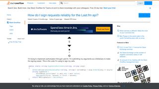 
                            8. How do I sign requests reliably for the Last.fm api? - Stack Overflow