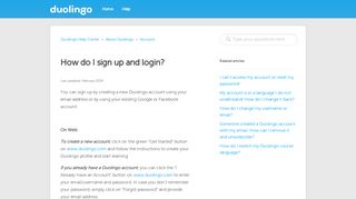 
                            7. How do I sign up and login? – Duolingo Help Center