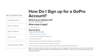 
                            2. How Do I Sign up for a GoPro Account?