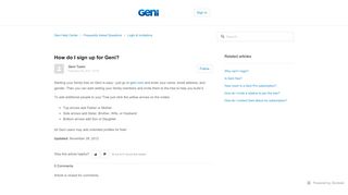 
                            3. How do I sign up for Geni? – Geni Help Center