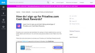 
                            10. How do I sign up for Priceline.com Cash Back Rewards? - AOL Help