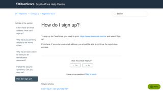 
                            4. How do I sign up? - South Africa Help Centre - ClearScore