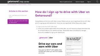 
                            8. How do I sign up to drive with Uber on Getaround? – Getaround Help ...