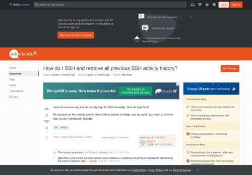 
                            2. How do I SSH and remove all previous SSH activity history? - Ask ...