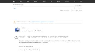 
                            1. How do I stop iTunes from wanting to logo… - Apple Community