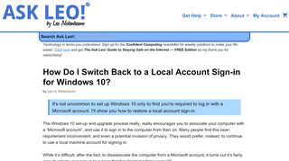 
                            1. How Do I Switch Back to a Local Account Sign-in for Windows 10 ...