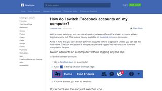
                            3. How do I switch Facebook accounts on my computer? | Facebook ...