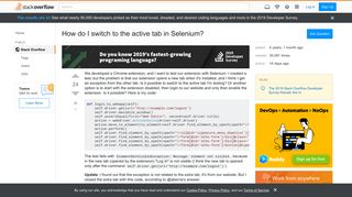 
                            10. How do I switch to the active tab in Selenium? - Stack Overflow