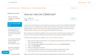 
                            11. How do I take the CSM® test? – Scrum Alliance Help Center