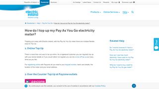 
                            2. How do I top up my pay as you go electricity meter? | Electric Ireland ...