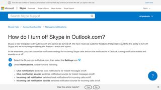 
                            12. How do I turn off Skype in Outlook.com? | Skype Support