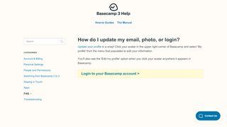 
                            8. How do I update my email, photo, or login? - Basecamp 3 Help