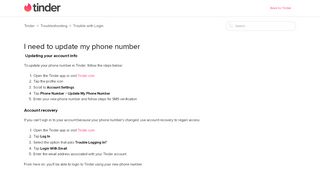 
                            6. How do I update my phone number? – Tinder