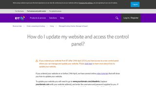 
                            12. How do I update my website and access the control panel? | BT ...