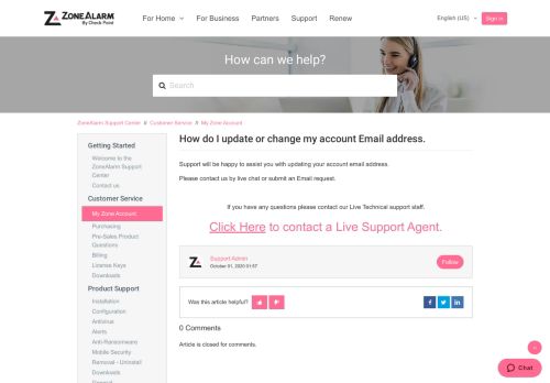 
                            11. How do I update or change my account E-mail address. – ZoneAlarm ...