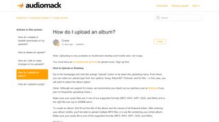 
                            5. How do I upload an album? – Audiomack