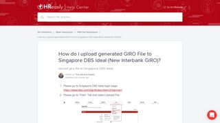 
                            10. How do I upload generated GIRO File to Singapore DBS Ideal (New ...