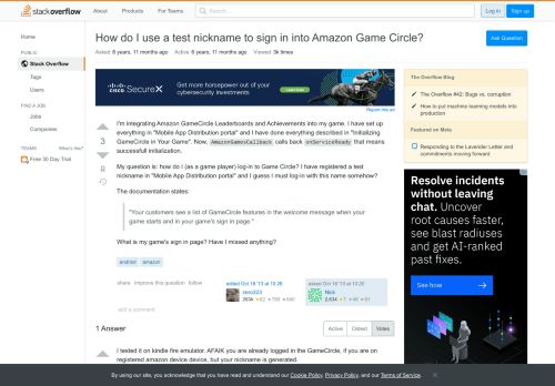 
                            4. How do I use a test nickname to sign in into Amazon Game Circle ...