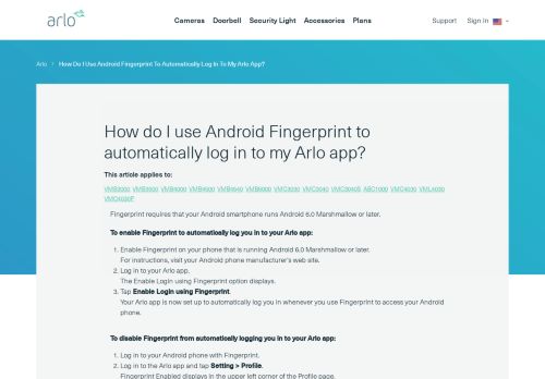 
                            1. How do I use Android Fingerprint to automatically log in to my Arlo app ...