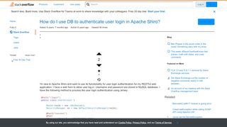 
                            3. How do I use DB to authenticate user login in Apache Shiro ...