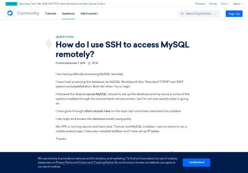 
                            11. How do I use SSH to access MySQL remotely? | DigitalOcean