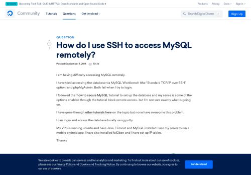 
                            10. How do I use SSH to access MySQL remotely? | DigitalOcean