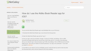 
                            2. How do I use the Aldiko Book Reader app for iOS? – NetGalley